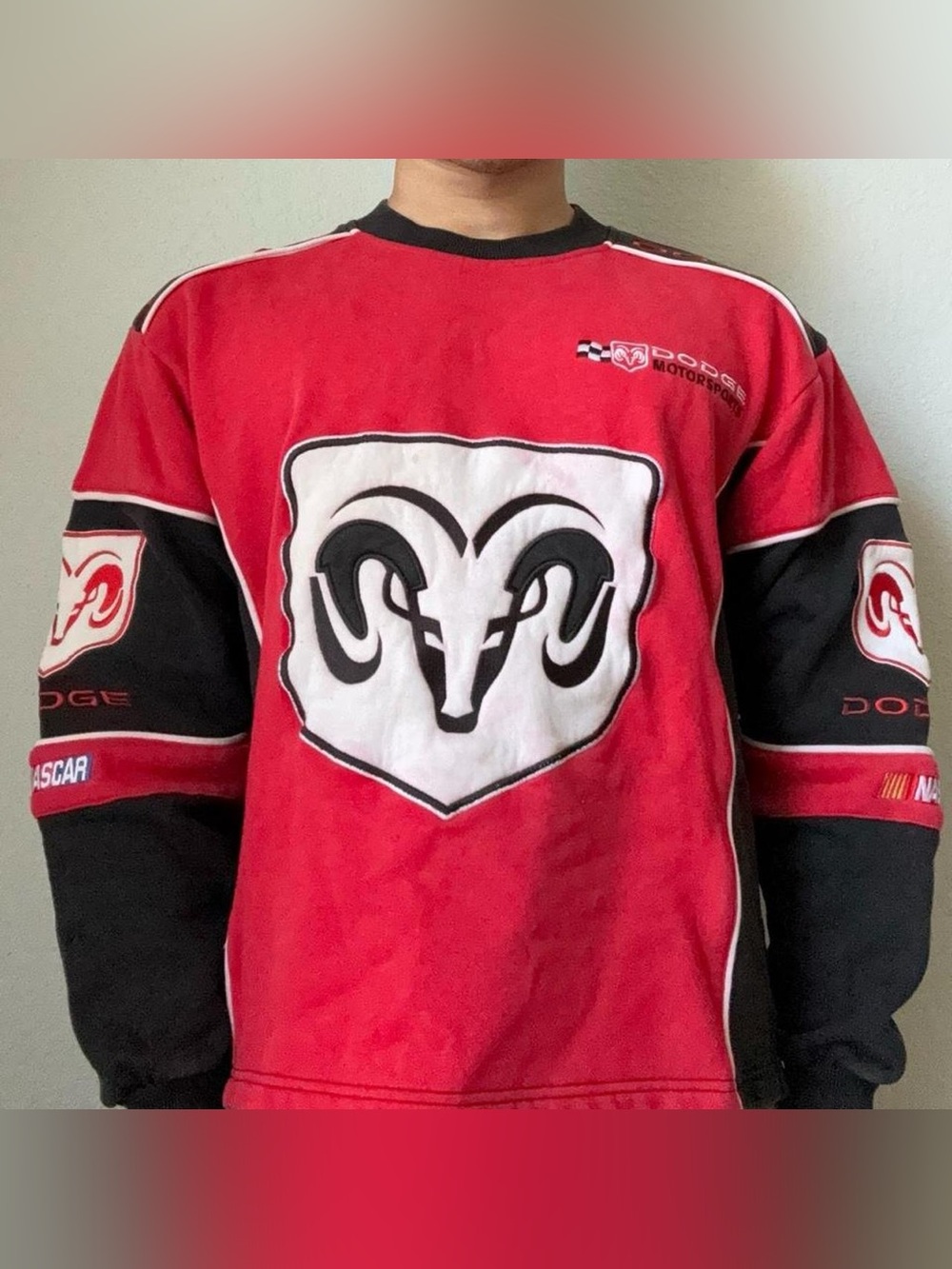 Vintage 2000s Dodge Motorsports Ram Logo Racing Boxy Red/Black Sweatshirt